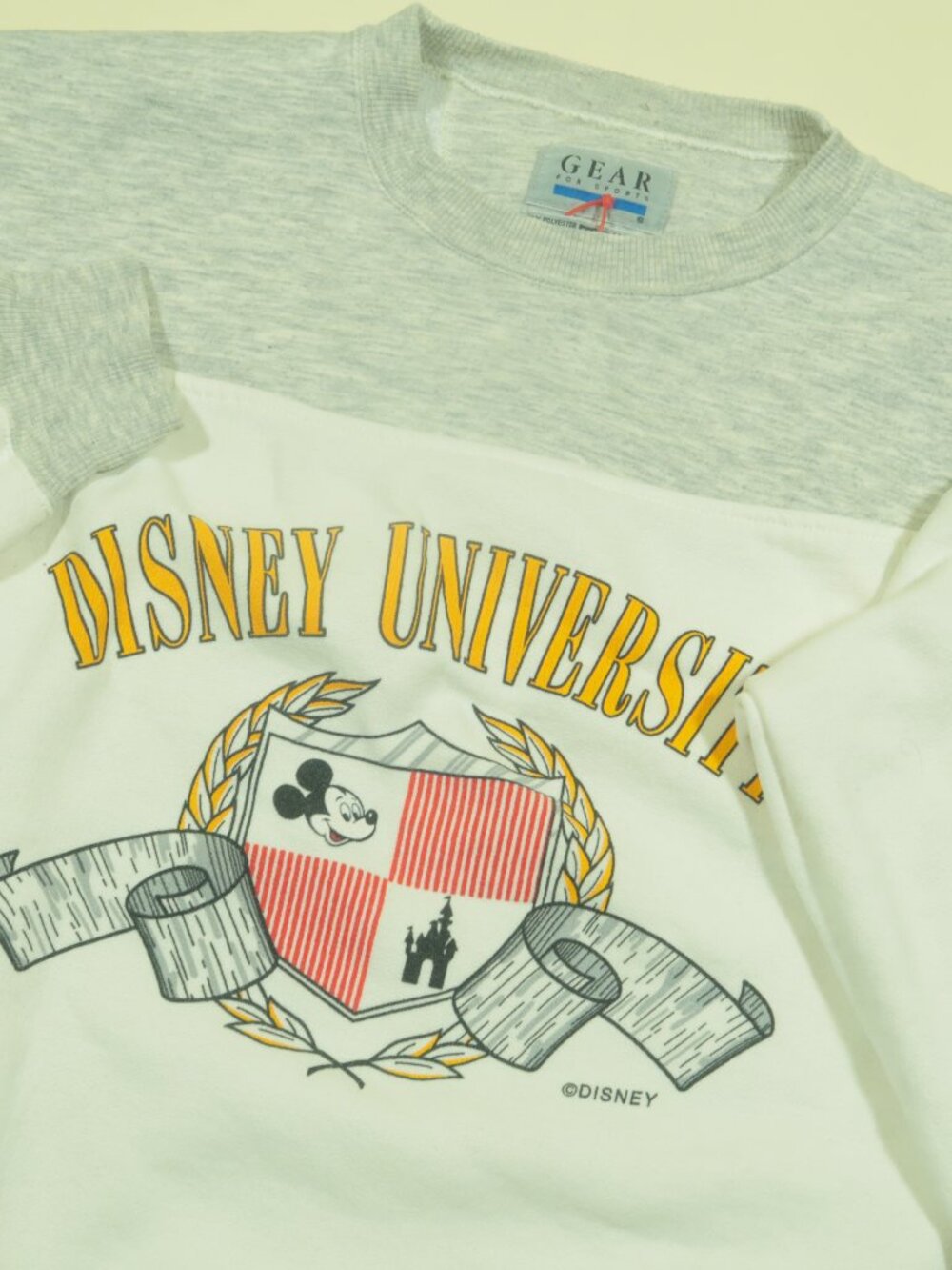 Vintage 90s Disney University Sweatshirt Mens L White Gray Crewneck Fleece